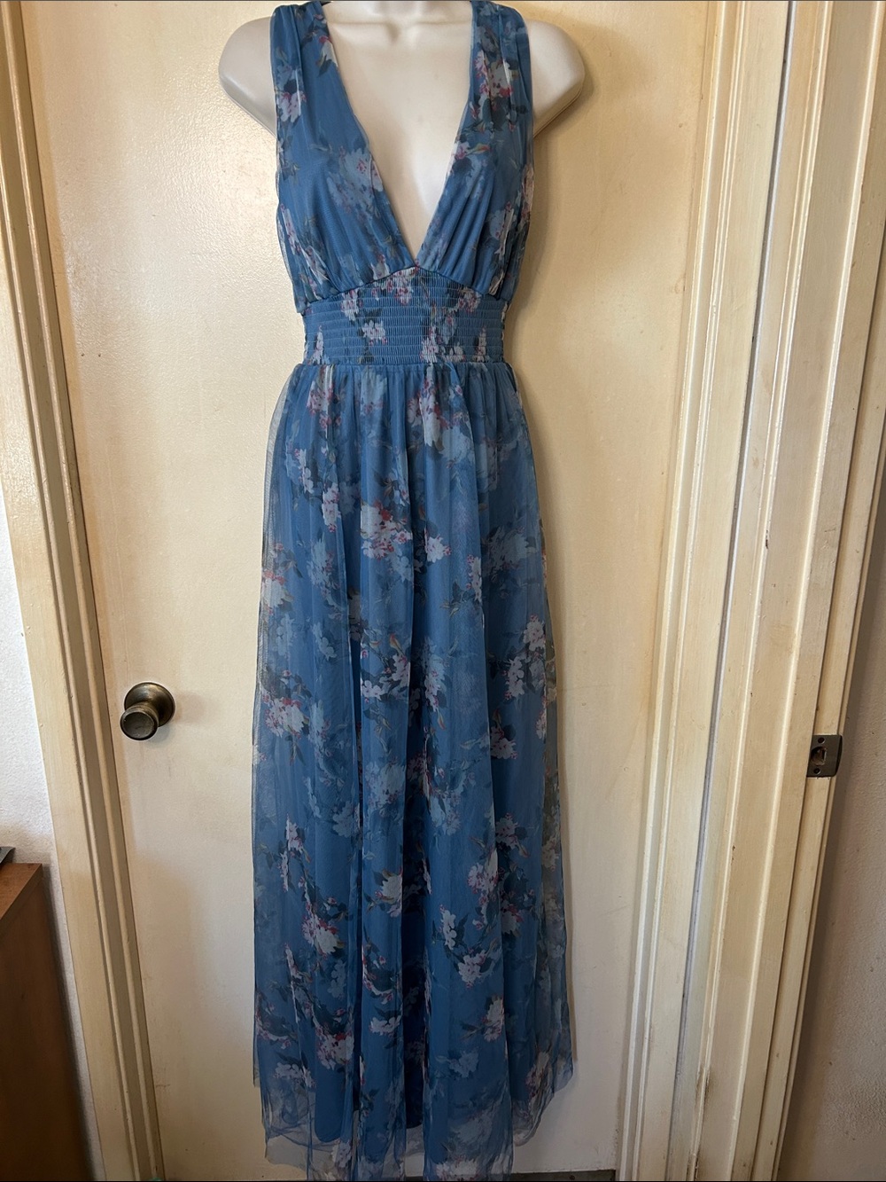 Baltic Born Kamila Dusty Blue Tulle Maxi Dress size M